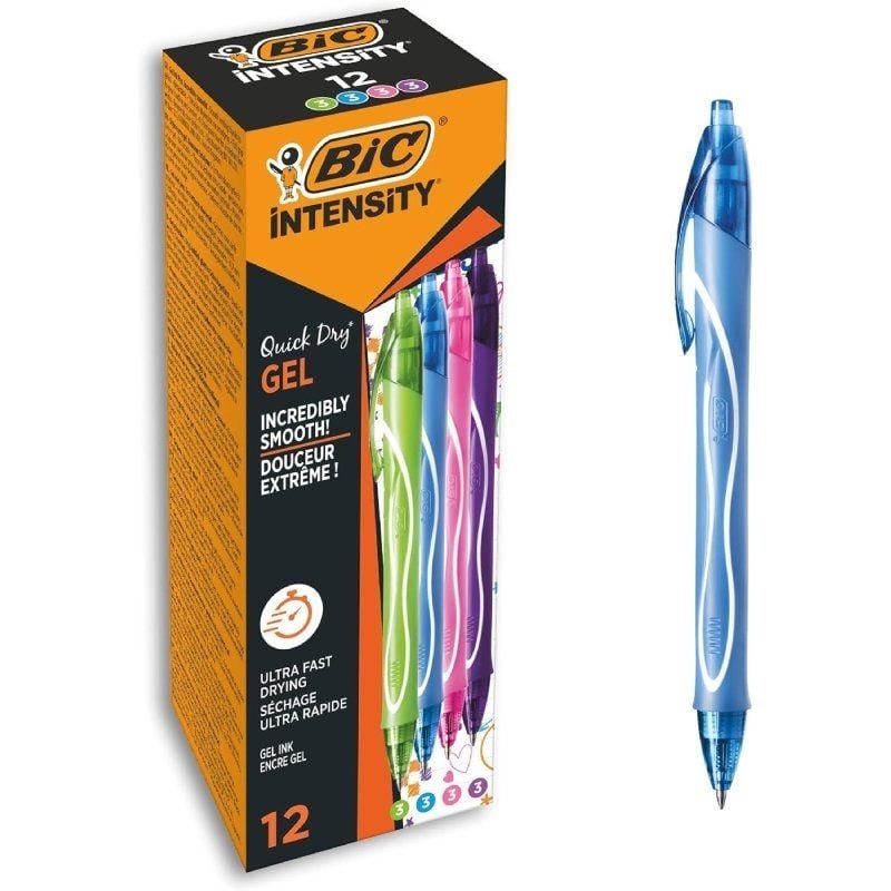 Caja de Bolígrafos de Tinta de Gel Retráctil Bic Gelocity Quick Dry 964826/ Verde, Azul, Rosa y Turquesa
