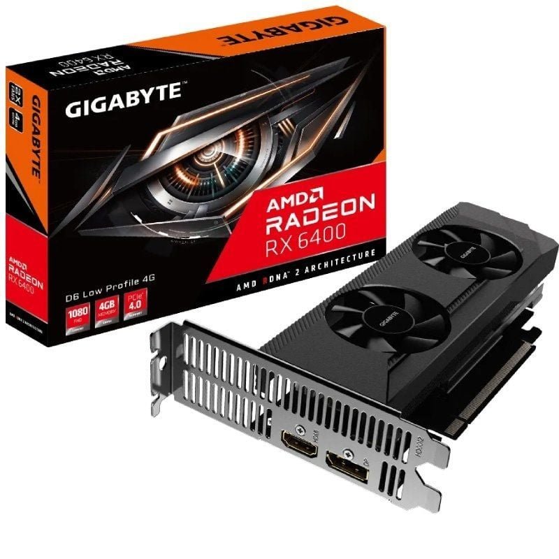 Tarjeta Gráfica Gigabyte Radeon RX 6400 D6 Low Profile/ 4GB GDDR6