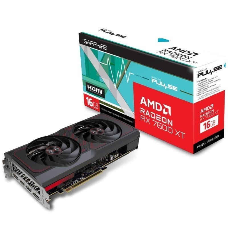 Tarjeta Gráfica Sapphire PULSE Radeon RX 7600 XT Gaming OC/ 16GB GDDR6