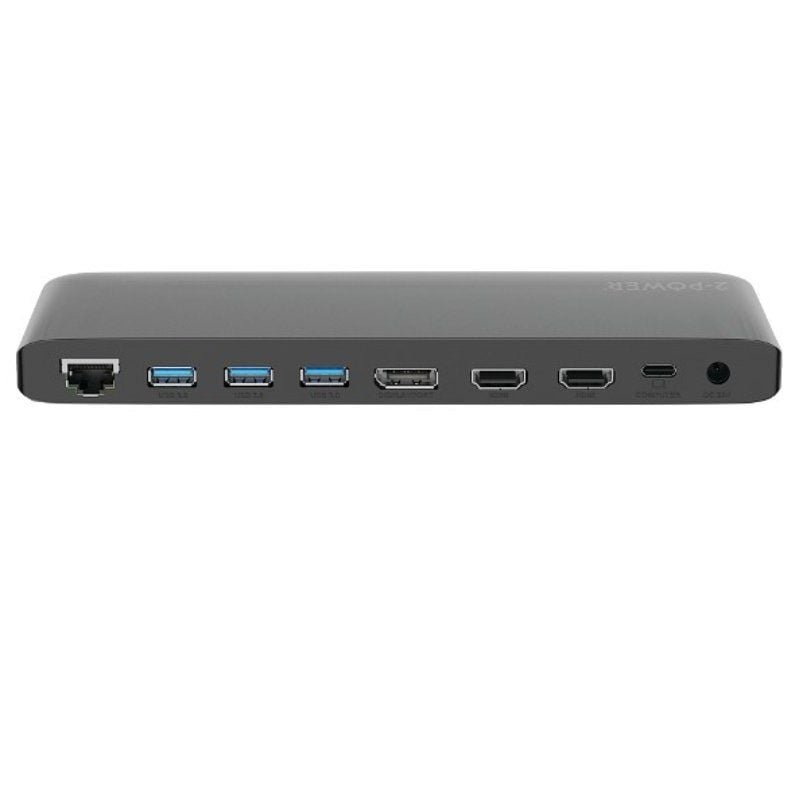 Docking USB Tipo-C 2-Power DOC0117A/ 4xUSB/ 1xUSB Tipo-C PD/ 2xHDMI/ 1xDisplayPort/ 1xJack/ 1xRJ45/ 1xLector Tarjetas SD/ Gris