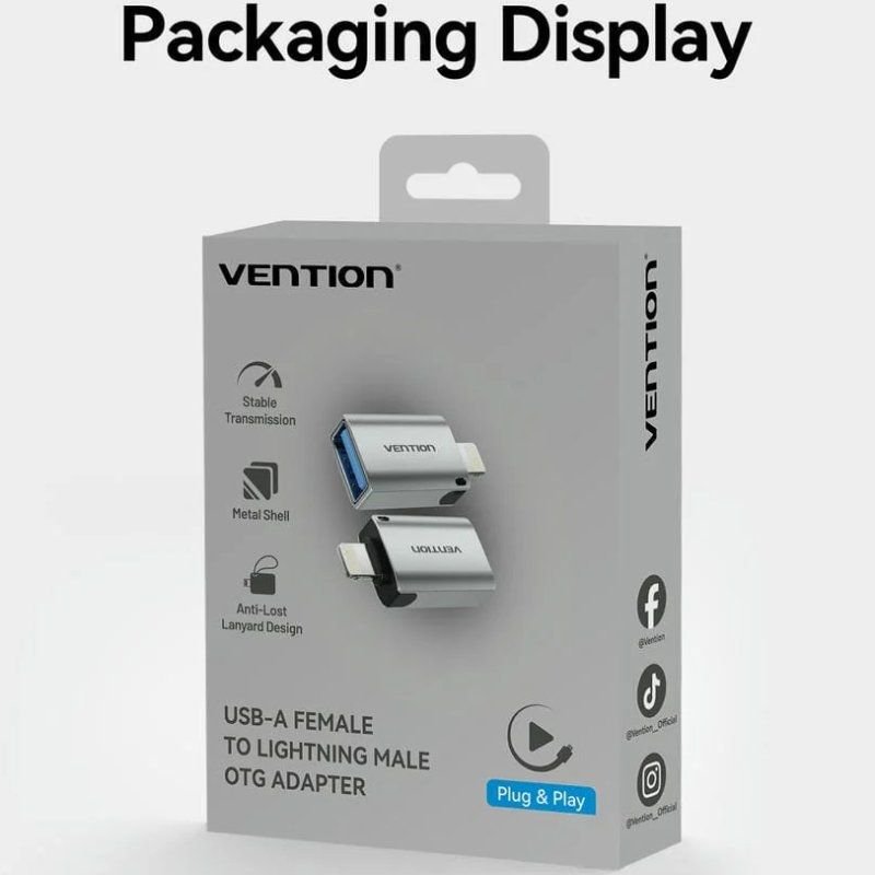 Adaptador OTG USB Vention CUCH0/ USB Hembra - Lightning Macho/ Azul