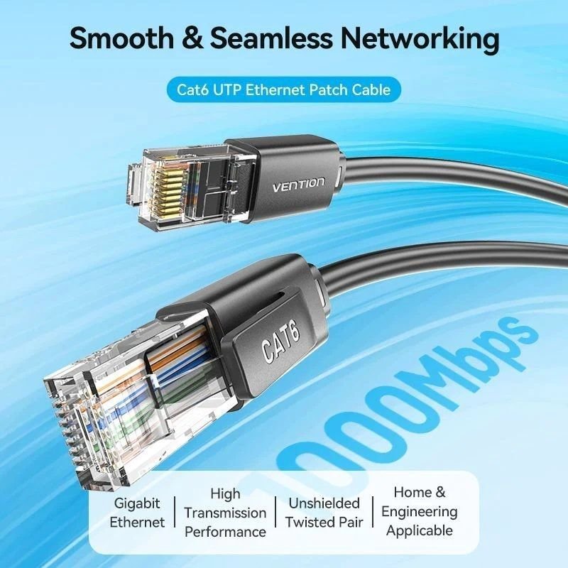 Cable de Red RJ45 UTP Vention IBRBD Cat.6/ 50cm/ Negro