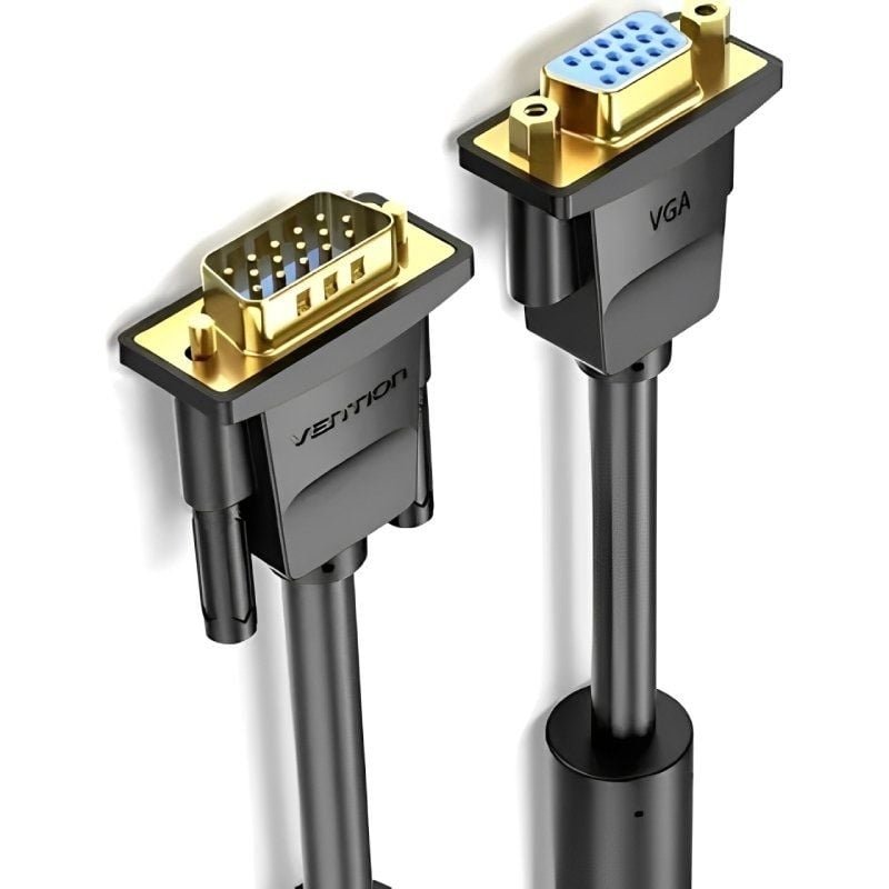 Cable Alargador SVGA Vention DAGBF/ VGA Macho - VGA Hembra/ 1m/ Negro