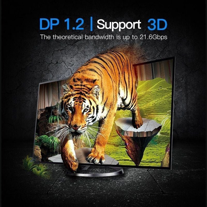 Cable Conversor Vention HAABI/ Mini DisplayPort Macho - DisplayPort Macho/ 3m/ Negro