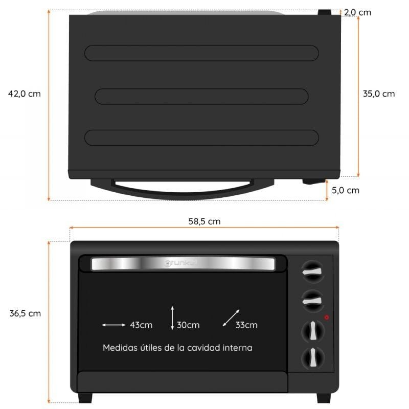 Horno de Sobremesa Grunkel HR-48RMRUSTI/ 2000W/ Capacidad 48L