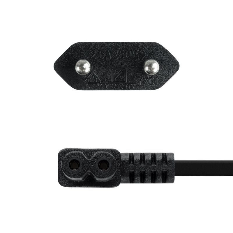 Cable Alimentación Acodado Nanocable 10.22.0502/ CEE7/16 Macho - C7 Hembra/ 1.8m/ Negro