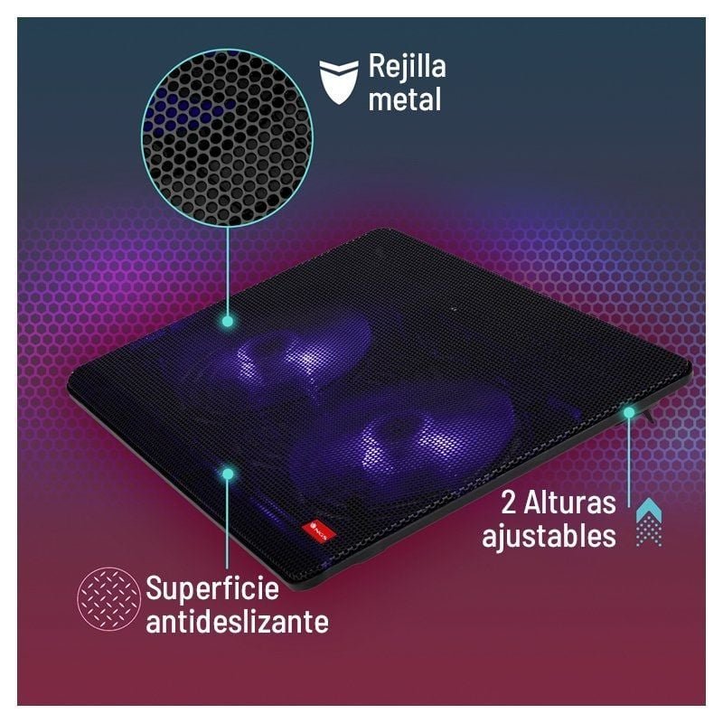 Soporte Refrigerante NGS Cooler Jetstand para Portátiles hasta 15.6"/ Iluminación LED
