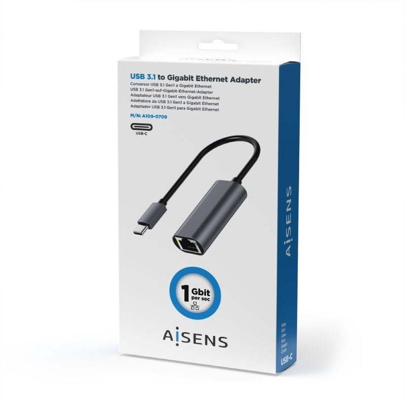 Adaptador USB Tipo-C - RJ45 Aisens A109-0709/ 1000Mbps