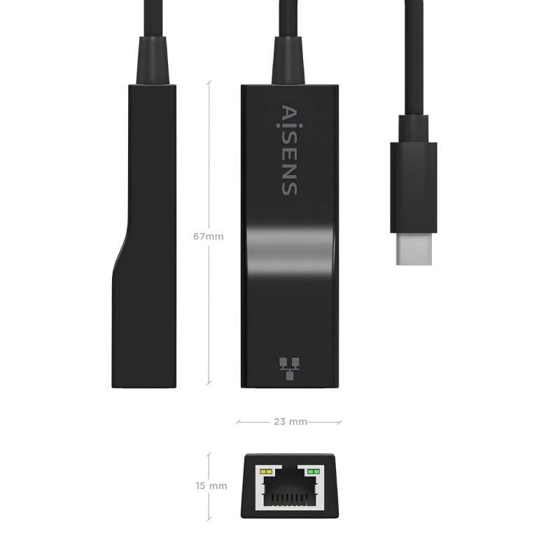 Adaptador USB Tipo-C - RJ45 Aisens A106-0765/ 1000Mbps