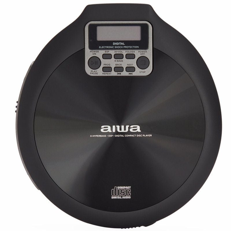 Reproductor de CD/CDR/MP3 Aiwa Walk PCD-810BK/ con Batería/ con Cable/ Negra y Gris