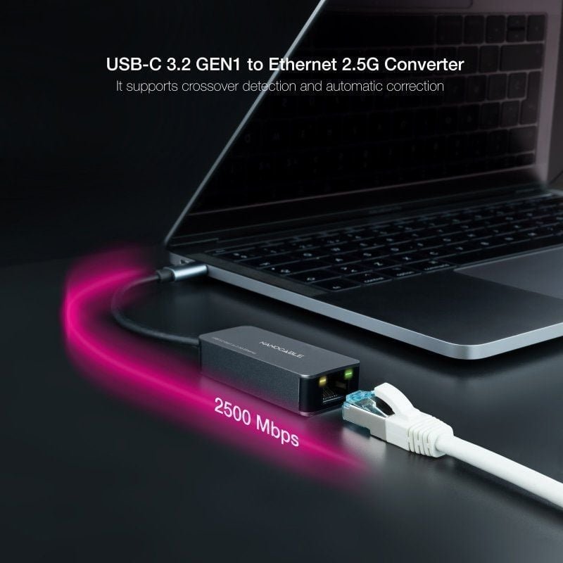 Adaptador USB Tipo-C - RJ45 Nanocable 10.03.0410/ 2500Mbps