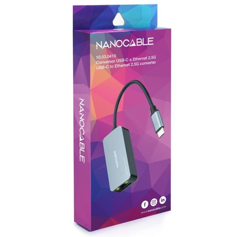 Adaptador USB Tipo-C - RJ45 Nanocable 10.03.0410/ 2500Mbps