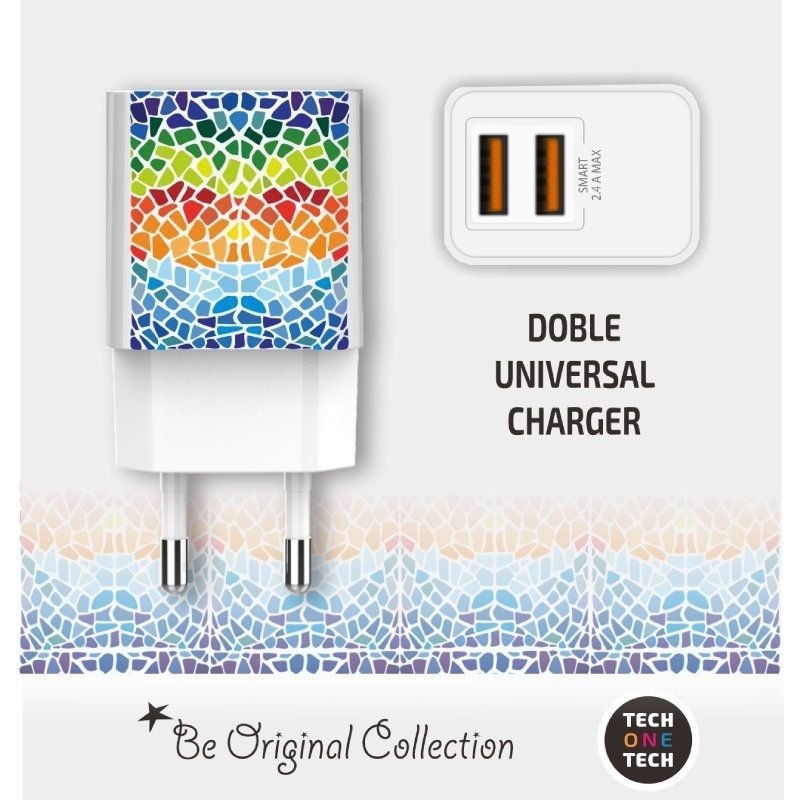 Cargador de Pared Tech One Tech Gaudi/ 2xUSB/ 12W/ Blanco