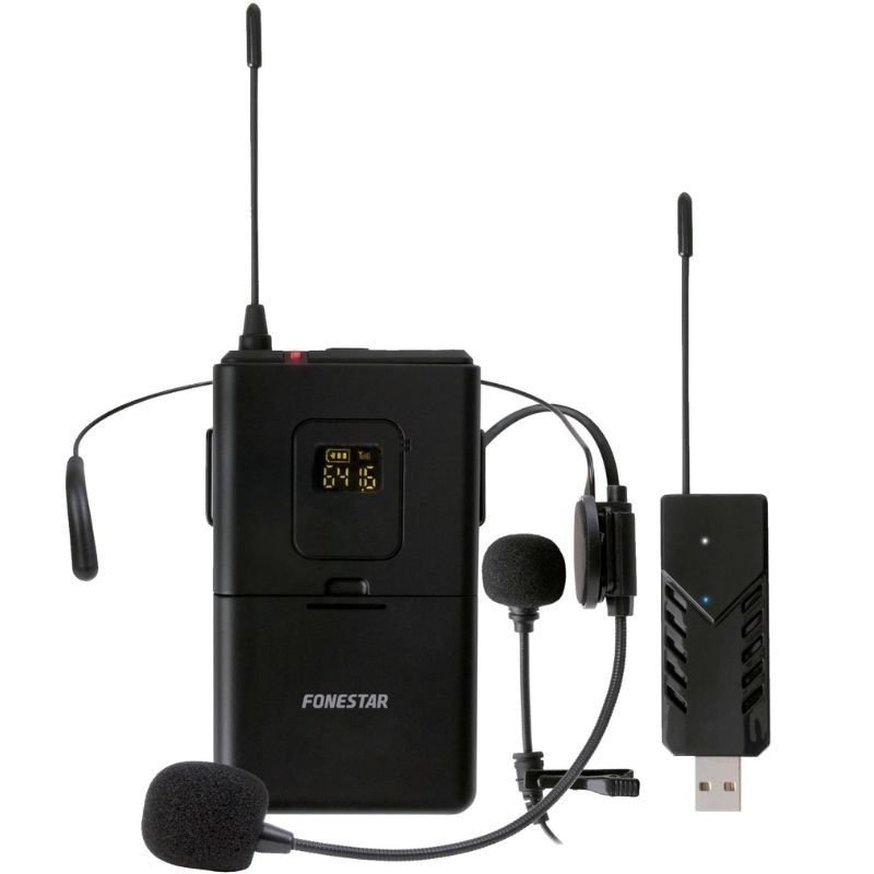 Micrófono de cabeza y solapa UHF Fonestar WI-MIC