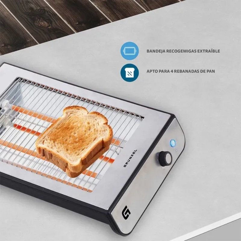 Tostador Grunkel TSP-INOX/ 600W/ Plata