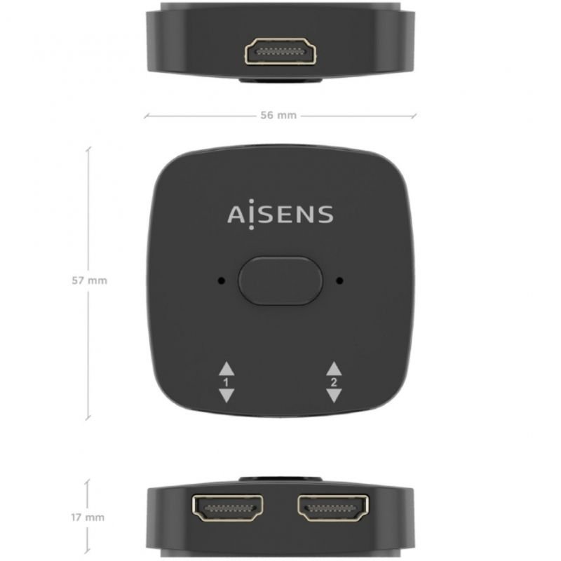 Switch Conmutador 4K HDMI 2.0 Bidireccional Aisens A123-0948 HDMI Hembra - 3x HDMI Hembra