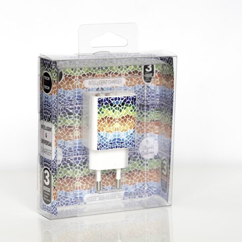 Cargador de Pared Tech One Tech Gaudi/ 2xUSB/ 12W/ Blanco