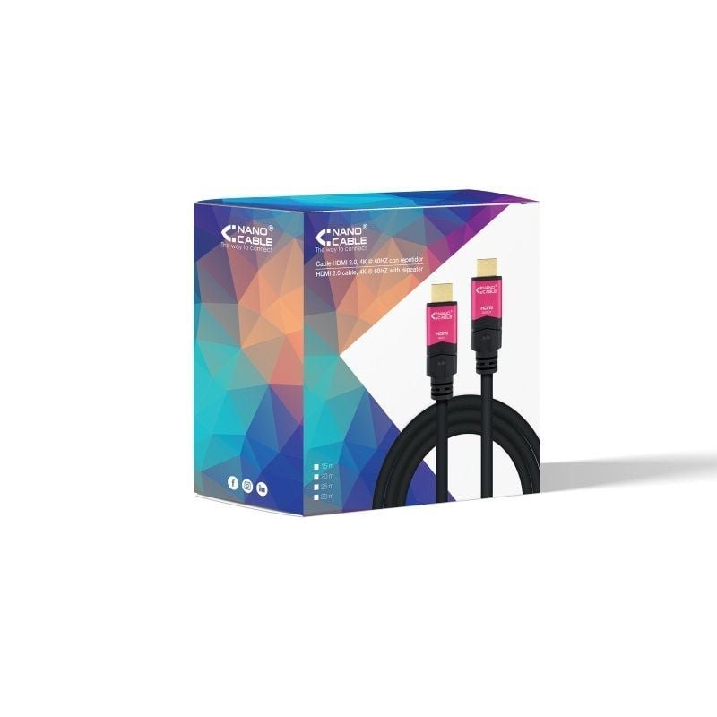 Cable HDMI 2.0 4K Nanocable 10.15.3730/ HDMI Macho - HDMI Macho/ 30m/ Negro