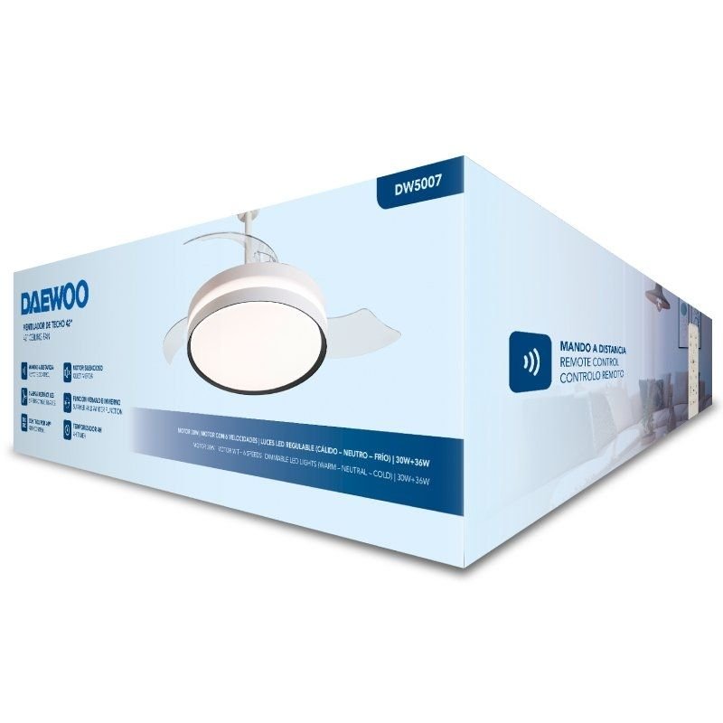 Ventilador de Techo Daewoo DW5007/ 30W/ 3 Aspas/ 6 Velocidades