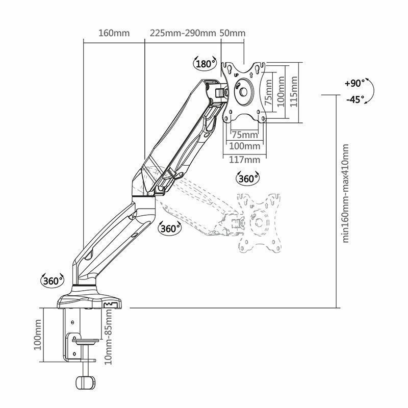 Soporte de Mesa con Contrapeso para Monitor Aisens DT27TSR-043/ Giratorio/ Inclinable/ hasta 9kg
