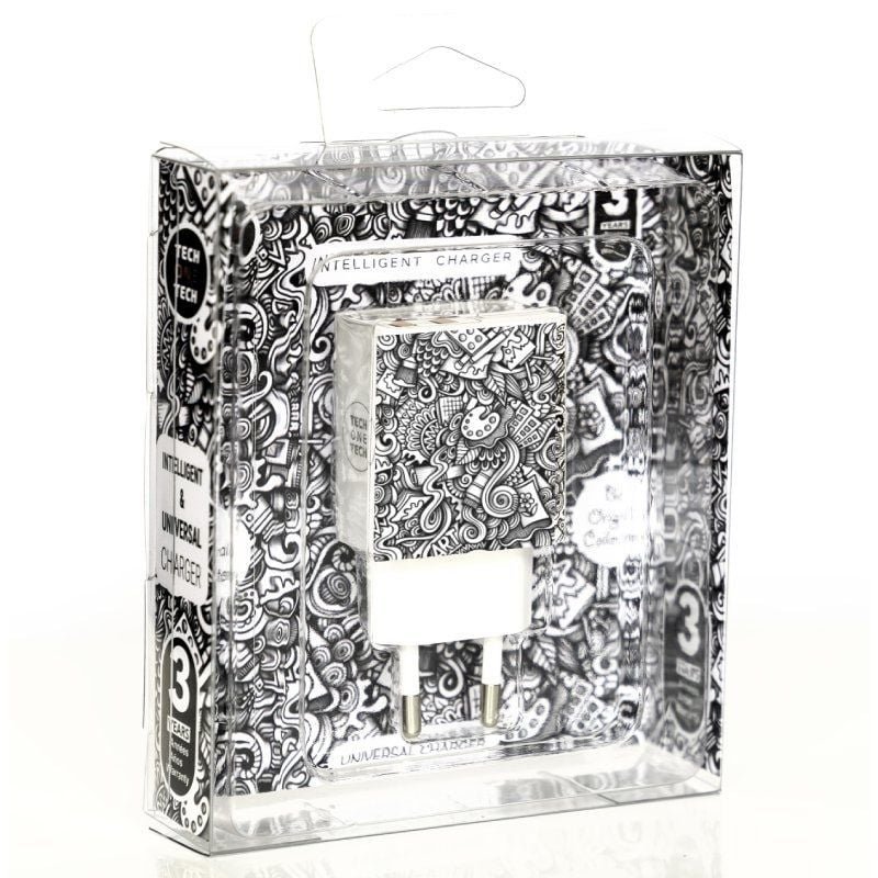 Cargador de Pared Tech One Tech Art-Deco TEC2510/ 2xUSB/ 12W/ Blanco