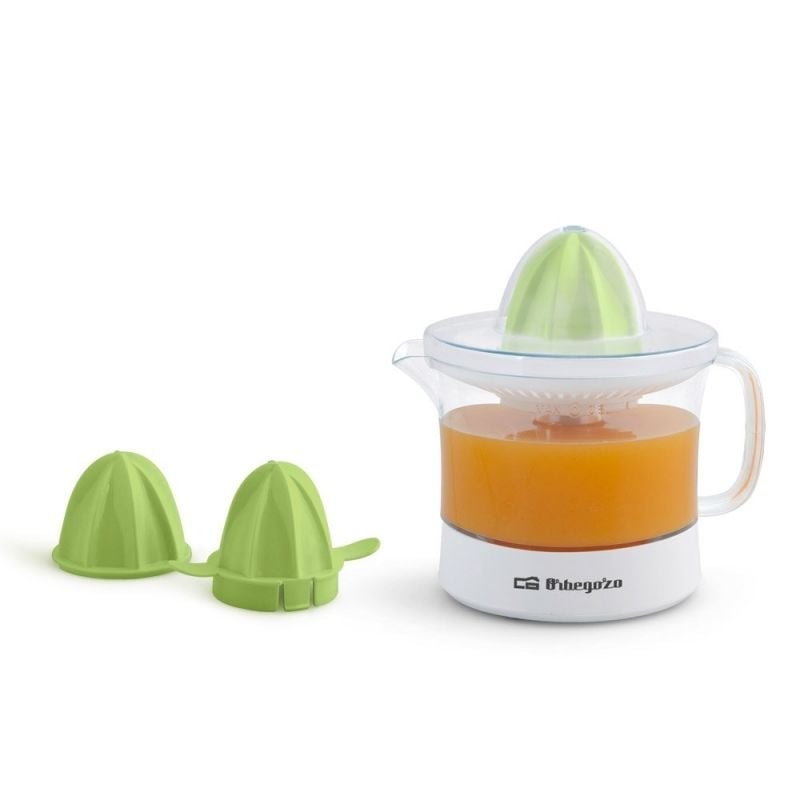 EXPRIMIDOR ORBEGOZO EP 1510 - 25W - CAPACIDAD 0.5L - INCLUYE 2 CONOS - ROTACIÓN BIDIRECCIONAL - ACCESORIOS LAVABLES EN LAVAVAJILLAS