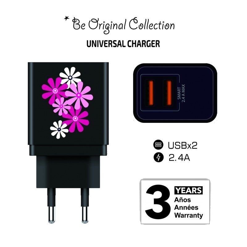 Cargador de Pared Tech One Tech Black Fower Power TEC2601/ 2xUSB/ 12W