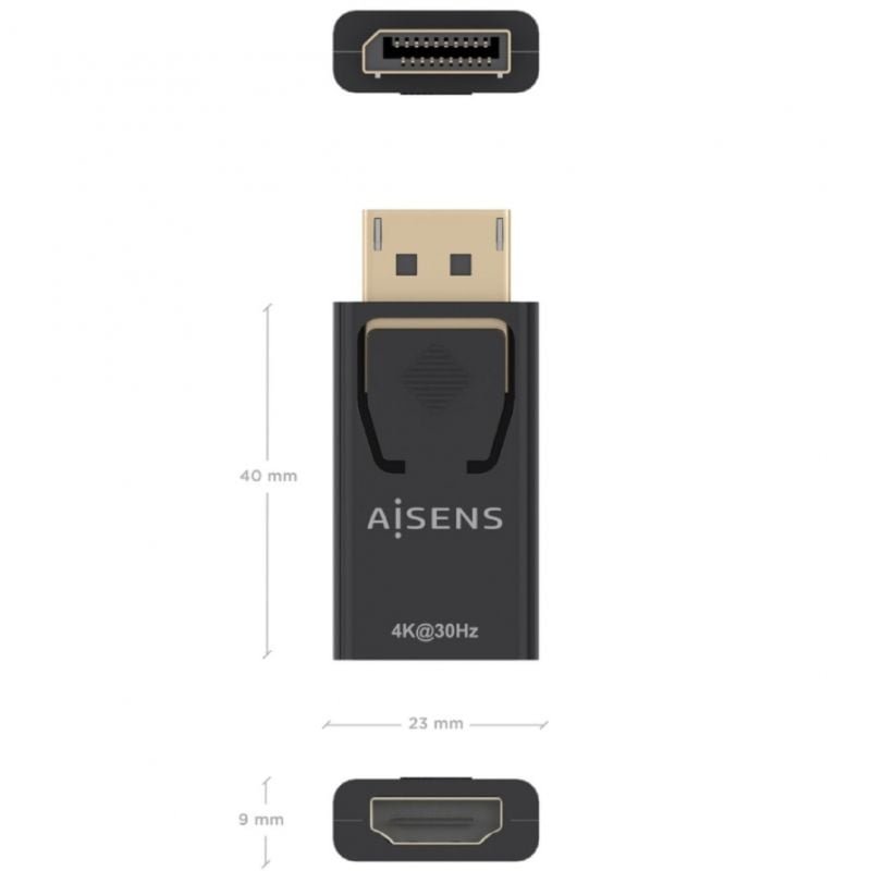 Conversor Aisens A125-0949/ DisplayPort Macho - HDMI Hembra/ Negro