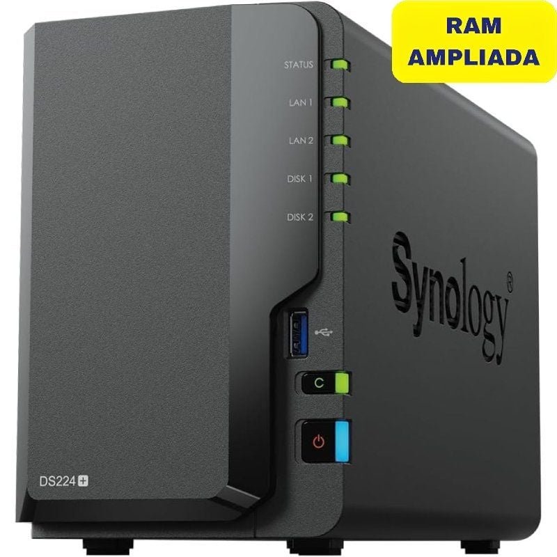 NAS Synology Diskstation DS224+/ 2 Bahías 3.5"- 2.5"/ 6GB DDR4/ Formato Torre