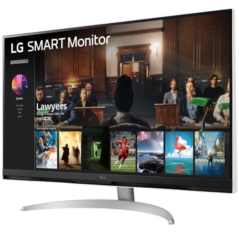 Smart Monitor LG 32SQ700S-W 31.5"/ 4K/ Multimedia/ Regulable en altura/ Smart TV/ Plata y Blanco