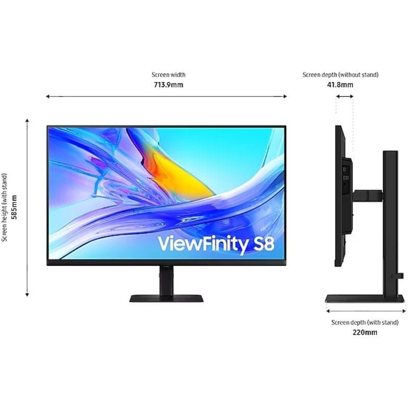 Monitor Profesional Samsung ViewFinity S8 S80UD S32D800UAU 32"/ 4K/ Regulable en altura/ Negro