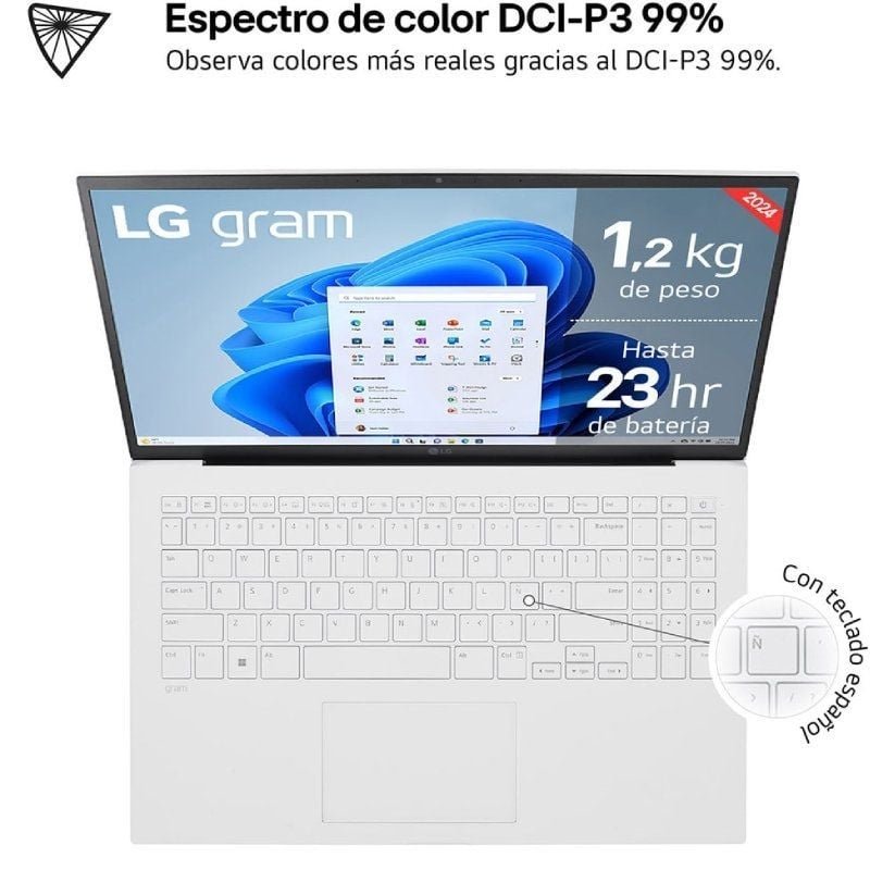 Portátil LG Gram 15Z90S-G AA74B Intel Core Ultra 7-155H/ 16GB/ 512GB SSD/ 15.6"/ Win11